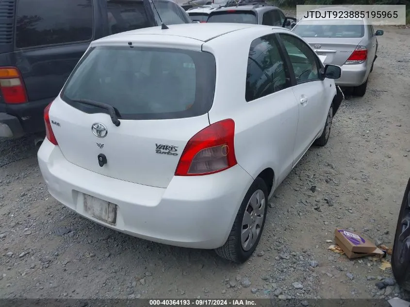 JTDJT923885195965 2008 Toyota Yaris