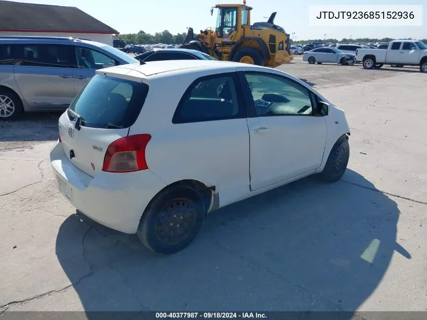 2008 Toyota Yaris VIN: JTDJT923685152936 Lot: 40377987