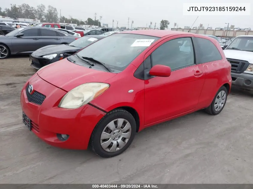 2008 Toyota Yaris VIN: JTDJT923185159244 Lot: 40403444