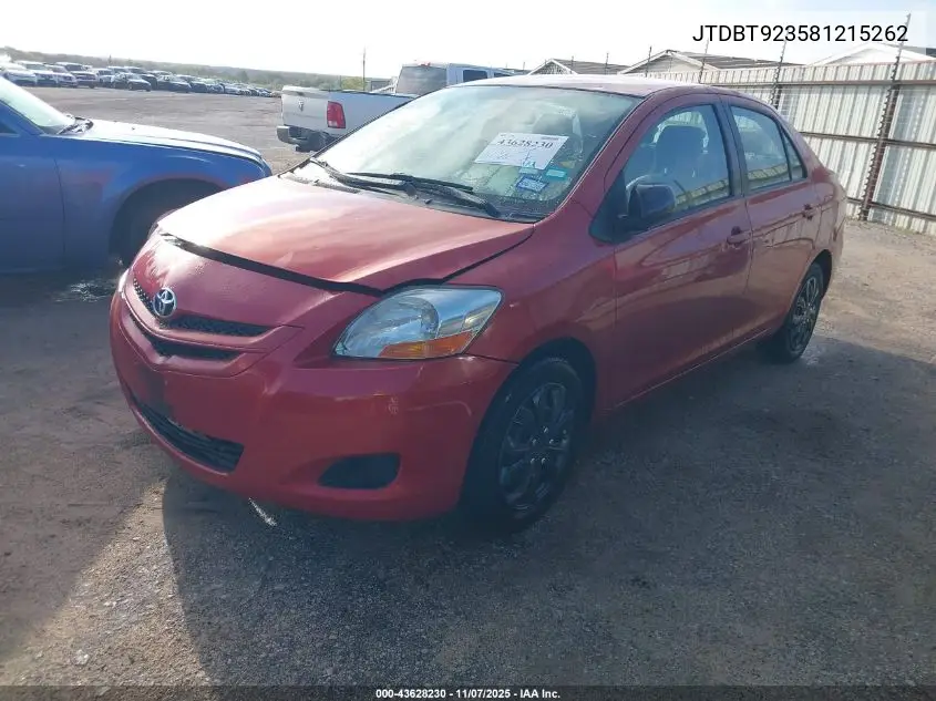 JTDBT923581215262 2008 Toyota Yaris