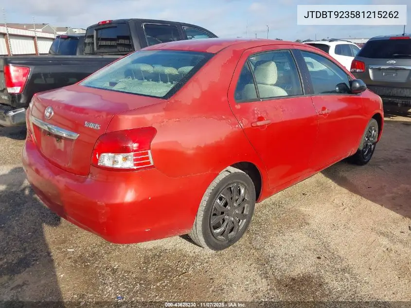 JTDBT923581215262 2008 Toyota Yaris
