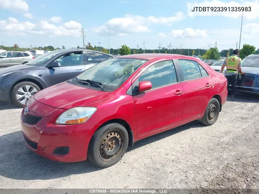 2009 Toyota Yaris VIN: JTDBT923391335983 Lot: 12079988