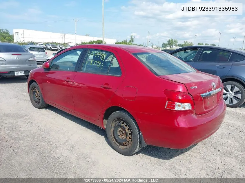 2009 Toyota Yaris VIN: JTDBT923391335983 Lot: 12079988