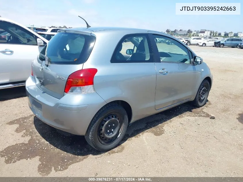 2009 Toyota Yaris VIN: JTDJT903395242663 Lot: 39876231