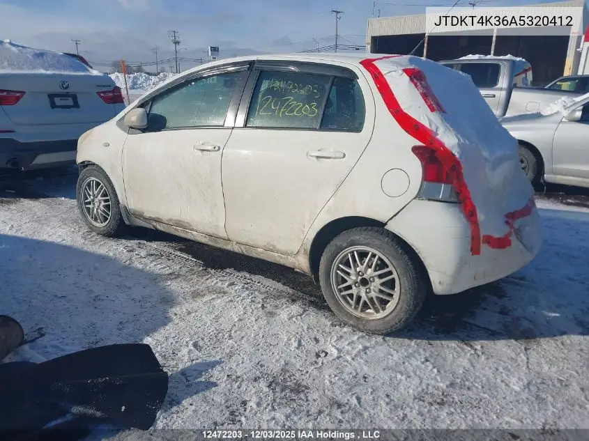 JTDKT4K36A5320412 2010 Toyota Yaris Le/Rs