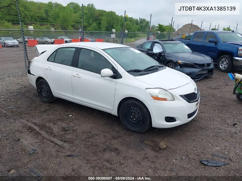 2010 Toyota Yaris VIN: JTDBT4K3XA1385139 Lot: 39398507