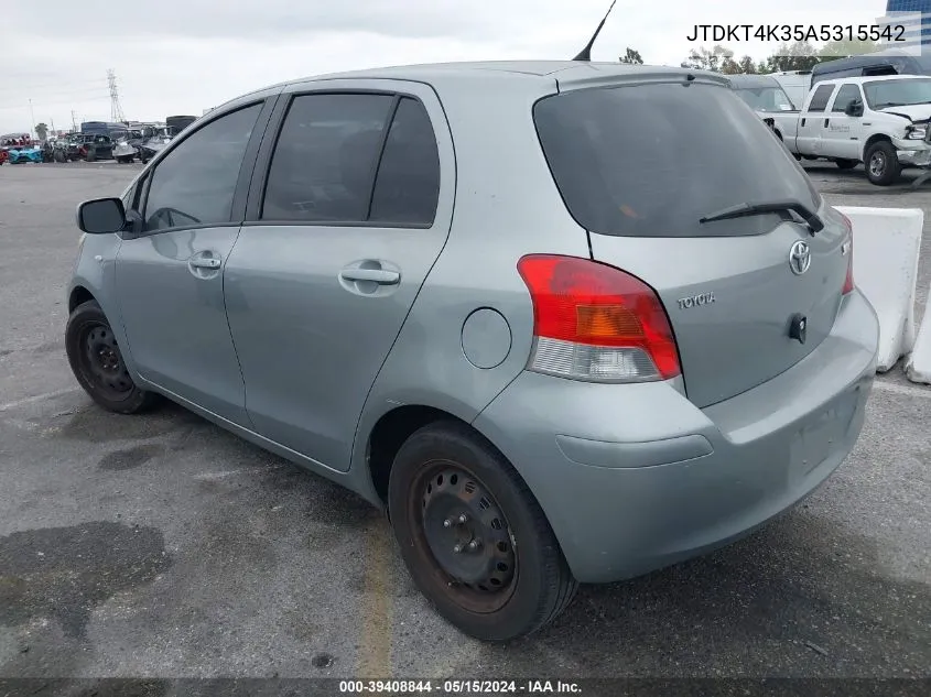 JTDKT4K35A5315542 2010 Toyota Yaris