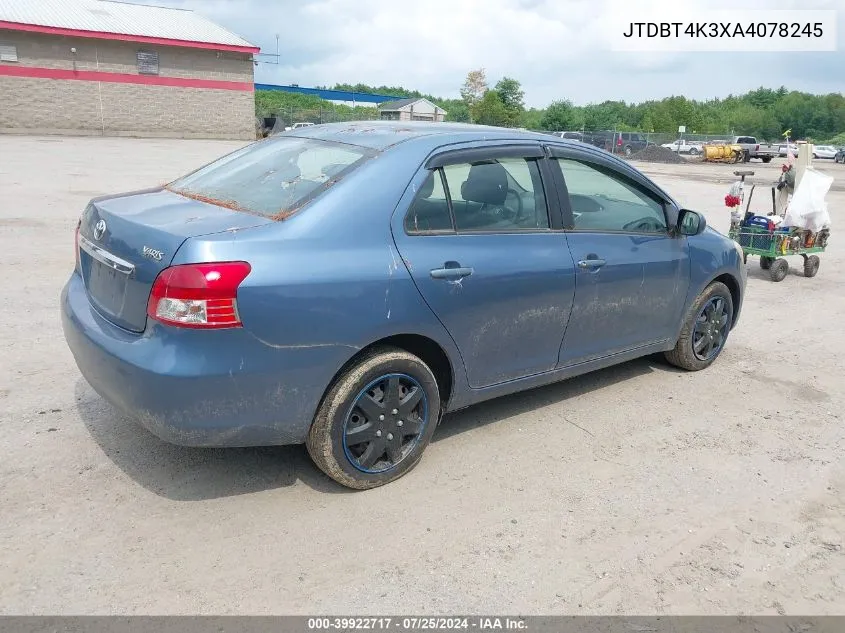 2010 Toyota Yaris VIN: JTDBT4K3XA4078245 Lot: 39922717