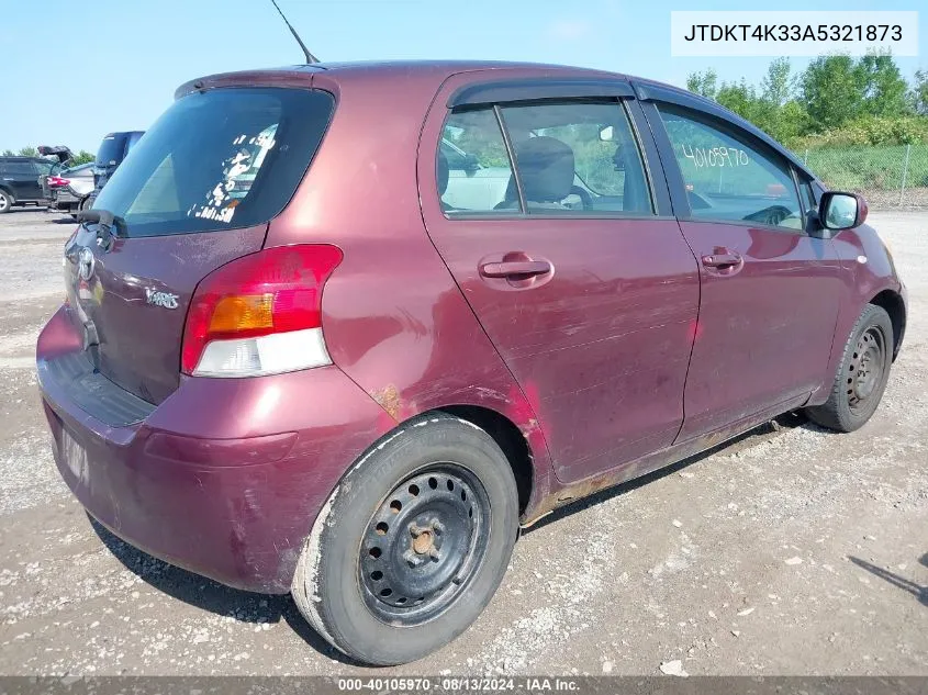 2010 Toyota Yaris VIN: JTDKT4K33A5321873 Lot: 40105970