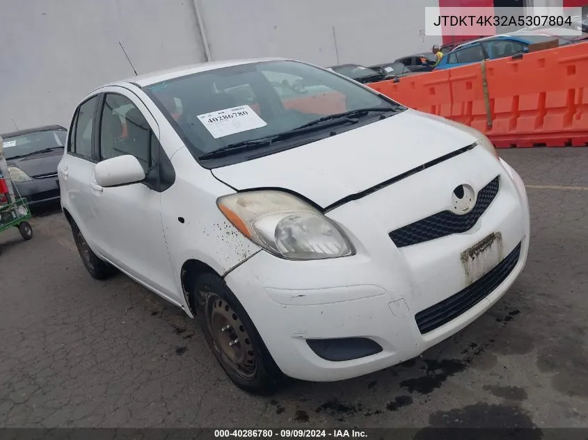 2010 Toyota Yaris VIN: JTDKT4K32A5307804 Lot: 40286780