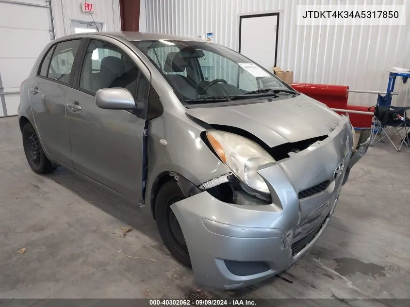 2010 Toyota Yaris VIN: JTDKT4K34A5317850 Lot: 40302062