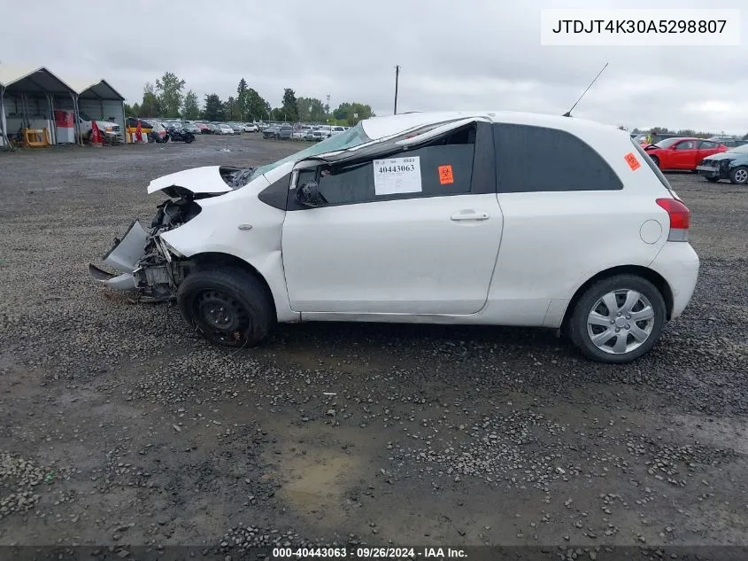 2010 Toyota Yaris VIN: JTDJT4K30A5298807 Lot: 40443063