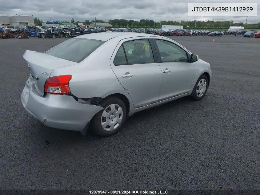 2011 Toyota Yaris VIN: JTDBT4K39B1412929 Lot: 12079947