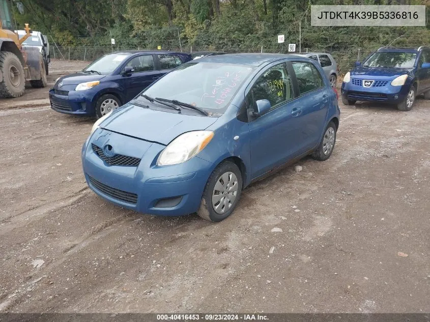 2011 Toyota Yaris Base (A4) VIN: JTDKT4K39B5336816 Lot: 40416453