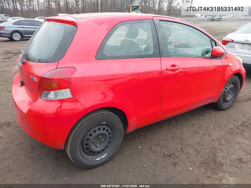JTDJT4K31B5331492 2011 Toyota Yaris