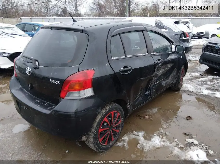 JTDKT4K32B5342411 2011 Toyota Yaris