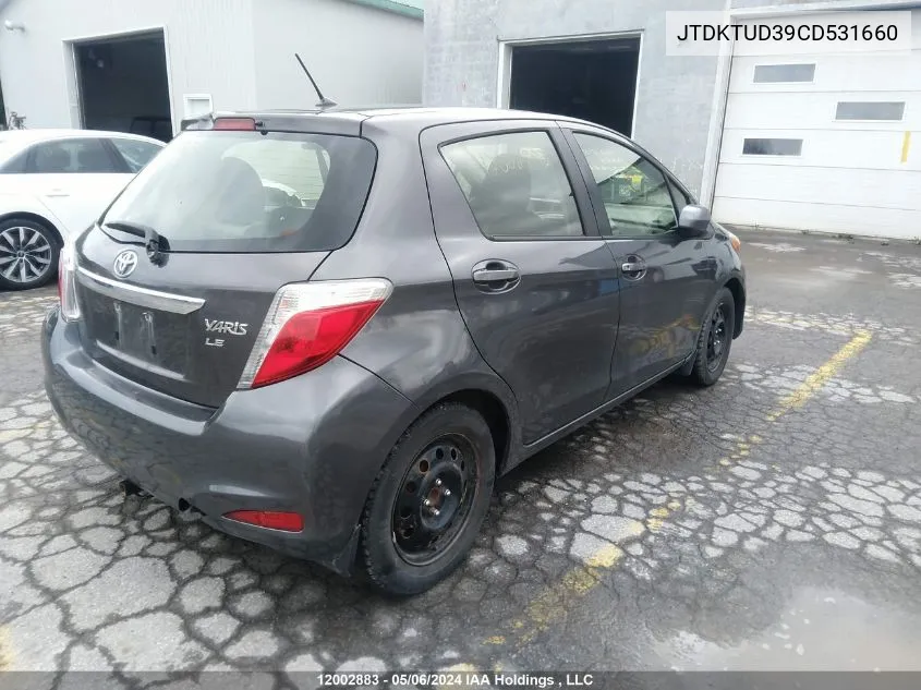 JTDKTUD39CD531660 2012 Toyota Yaris Le/Se