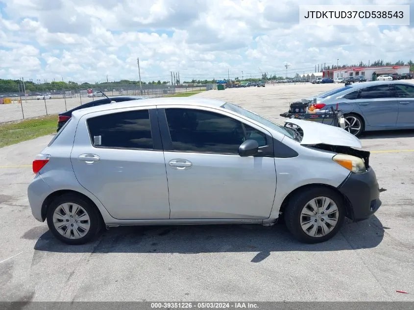 2012 Toyota Yaris Le VIN: JTDKTUD37CD538543 Lot: 39351226