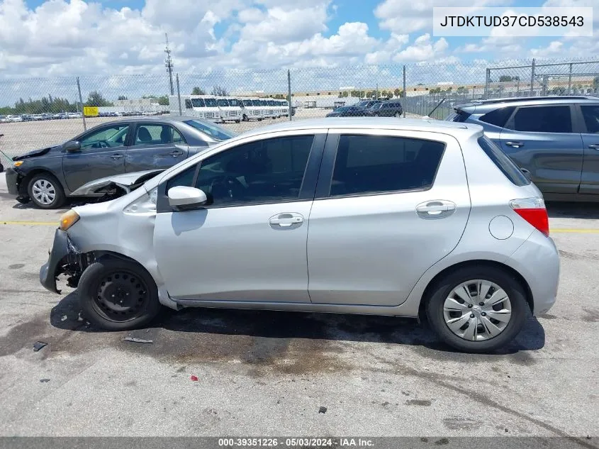 2012 Toyota Yaris Le VIN: JTDKTUD37CD538543 Lot: 39351226