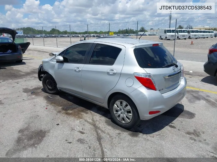 JTDKTUD37CD538543 2012 Toyota Yaris Le