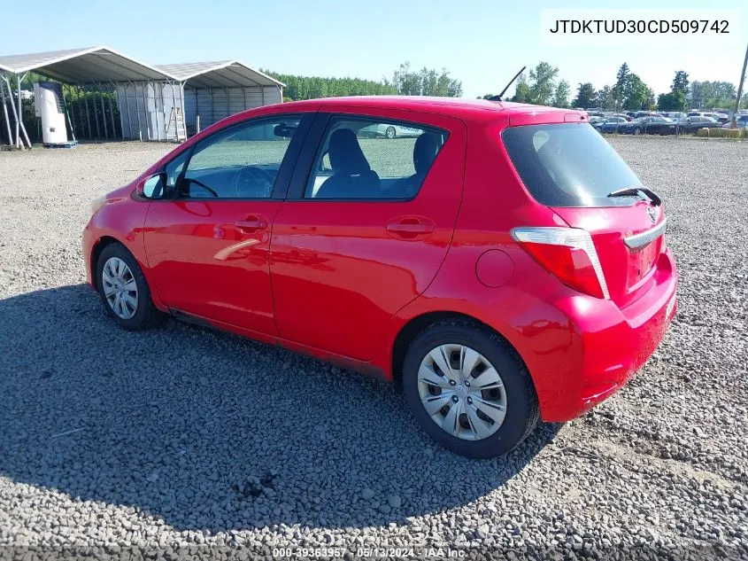 2012 Toyota Yaris L VIN: JTDKTUD30CD509742 Lot: 39363957