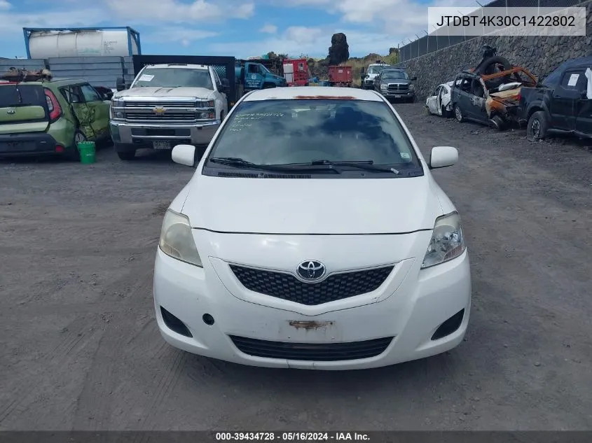 JTDBT4K30C1422802 2012 Toyota Yaris