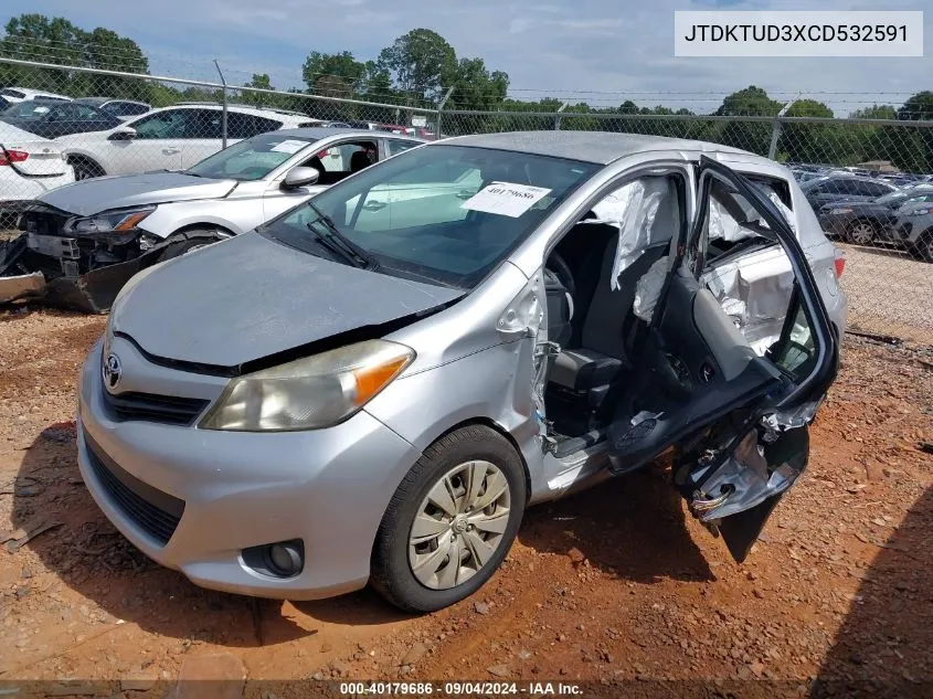 2012 Toyota Yaris VIN: JTDKTUD3XCD532591 Lot: 40179686