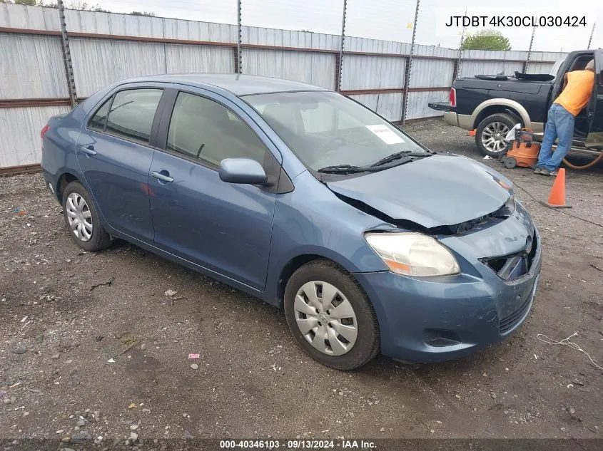 JTDBT4K30CL030424 2012 Toyota Yaris