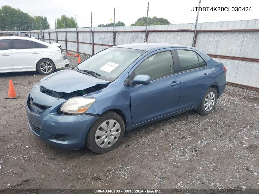 JTDBT4K30CL030424 2012 Toyota Yaris