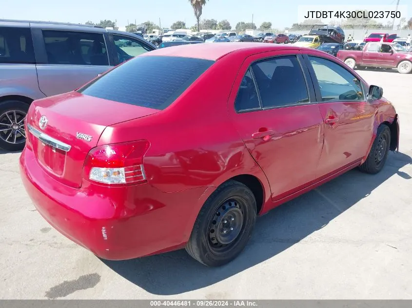 JTDBT4K30CL023750 2012 Toyota Yaris