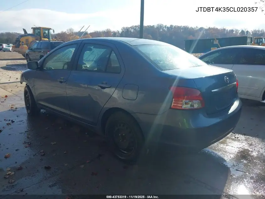 JTDBT4K35CL020357 2012 Toyota Yaris