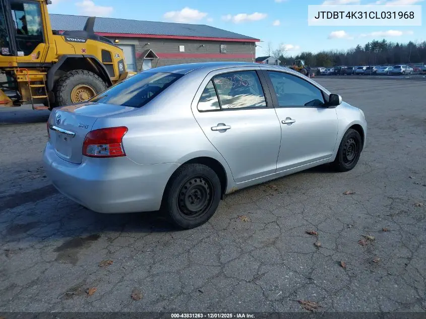 JTDBT4K31CL031968 2012 Toyota Yaris