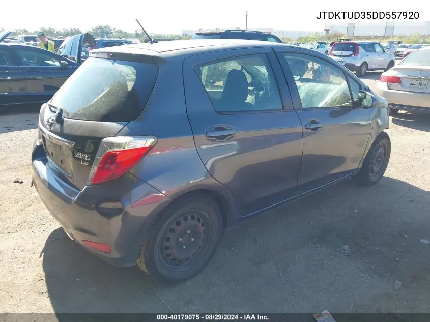 2013 Toyota Yaris Le VIN: JTDKTUD35DD557920 Lot: 40179075