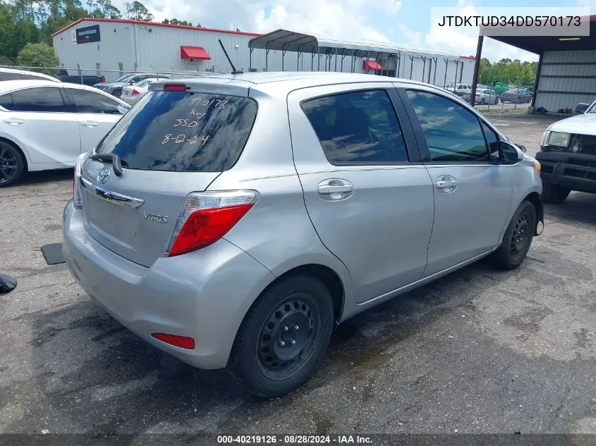 2013 Toyota Yaris Le VIN: JTDKTUD34DD570173 Lot: 40219126