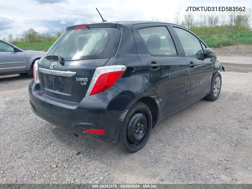 2014 Toyota Yaris Le (Tmc/Cbu Plant) VIN: JTDKTUD31ED583562 Lot: 39382378