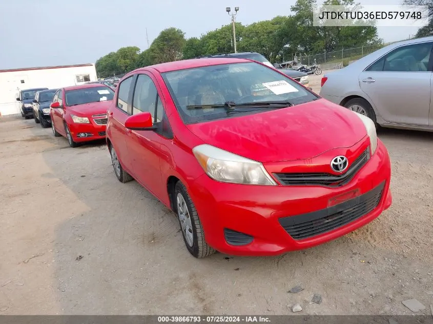 2014 Toyota Yaris L (Tmc/Cbu Plant) VIN: JTDKTUD36ED579748 Lot: 39866793