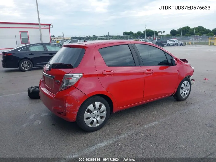 2014 Toyota Yaris VIN: JTDKTUD37ED576633 Lot: 40369635