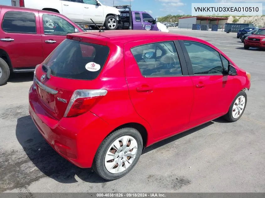 2014 Toyota Yaris L (Tmmf Plant) VIN: VNKKTUD3XEA010510 Lot: 40381826