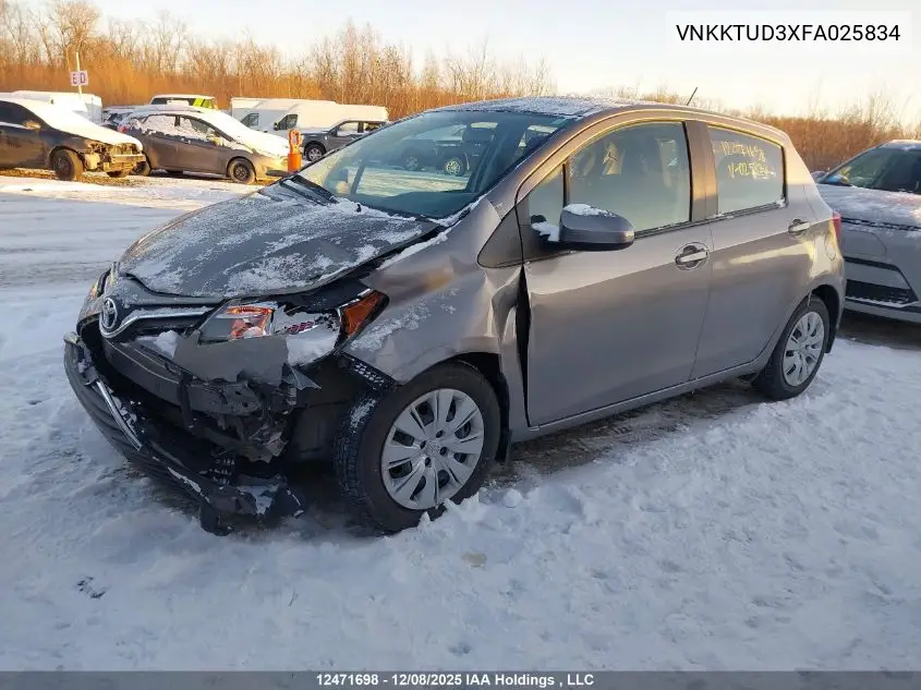 VNKKTUD3XFA025834 2015 Toyota Yaris Le