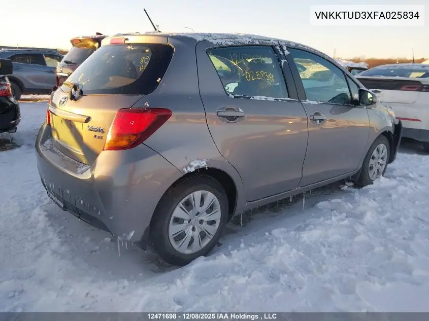 VNKKTUD3XFA025834 2015 Toyota Yaris Le