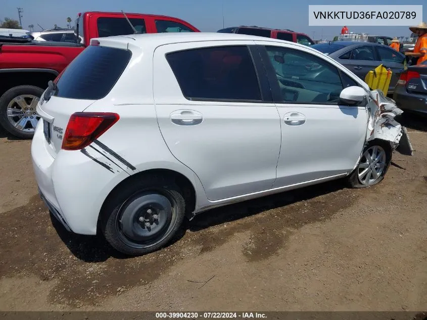 2015 Toyota Yaris Le VIN: VNKKTUD36FA020789 Lot: 39904230