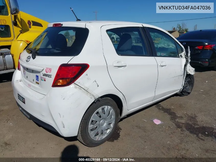 2015 Toyota Yaris VIN: VNKKTUD34FA047036 Lot: 40328168