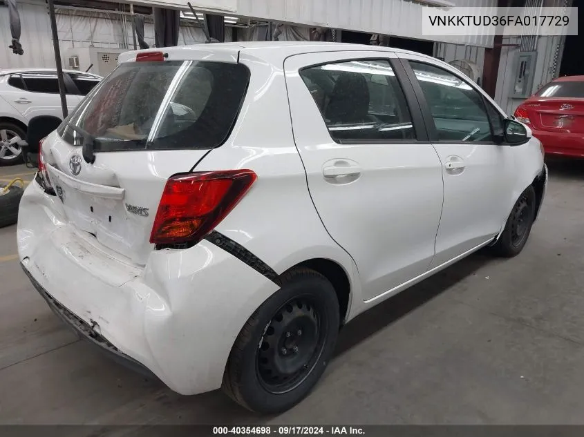 2015 Toyota Yaris L VIN: VNKKTUD36FA017729 Lot: 40354698