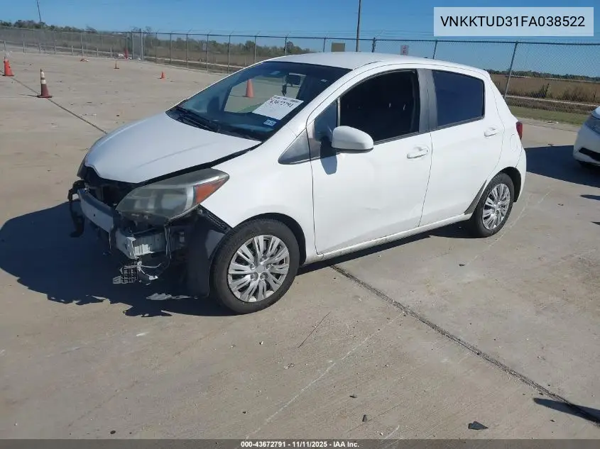 VNKKTUD31FA038522 2015 Toyota Yaris L