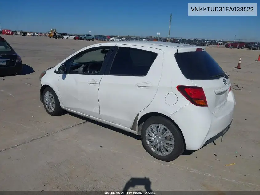VNKKTUD31FA038522 2015 Toyota Yaris L
