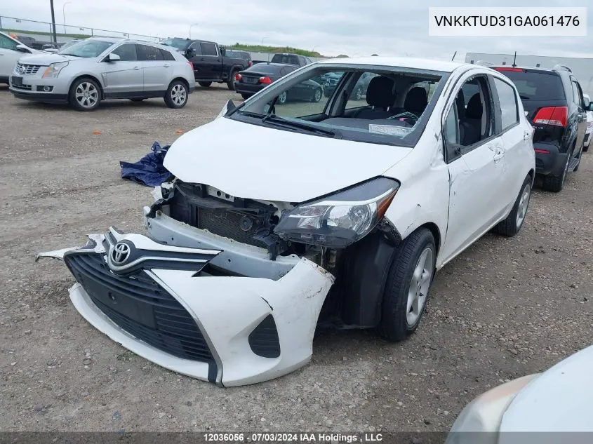 2016 Toyota Yaris L/Le/Se VIN: VNKKTUD31GA061476 Lot: 12036056