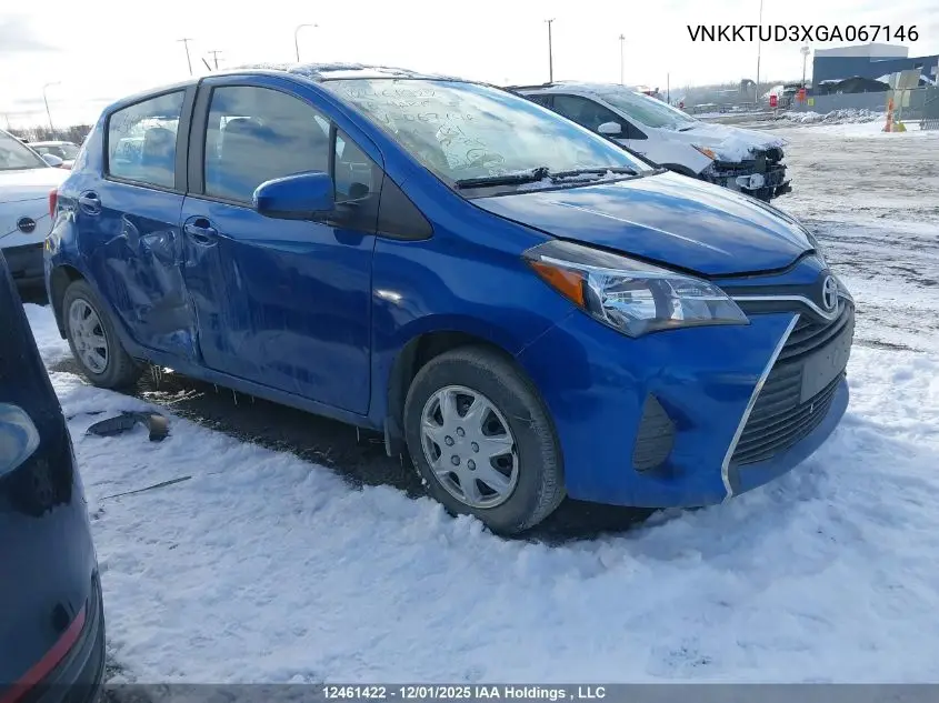VNKKTUD3XGA067146 2016 Toyota Yaris Le