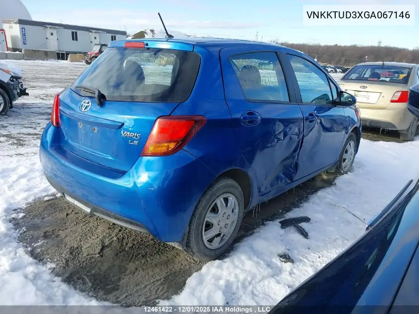 VNKKTUD3XGA067146 2016 Toyota Yaris Le