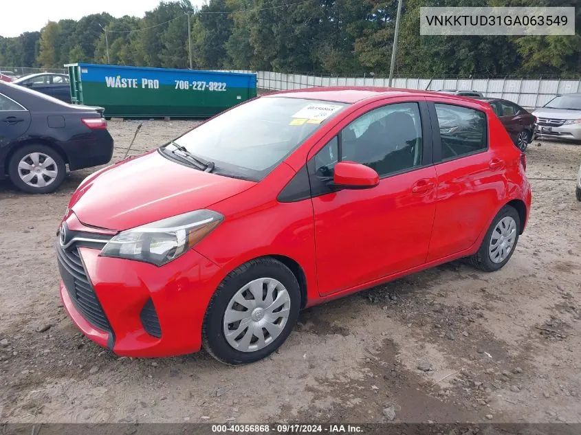 VNKKTUD31GA063549 2016 Toyota Yaris L