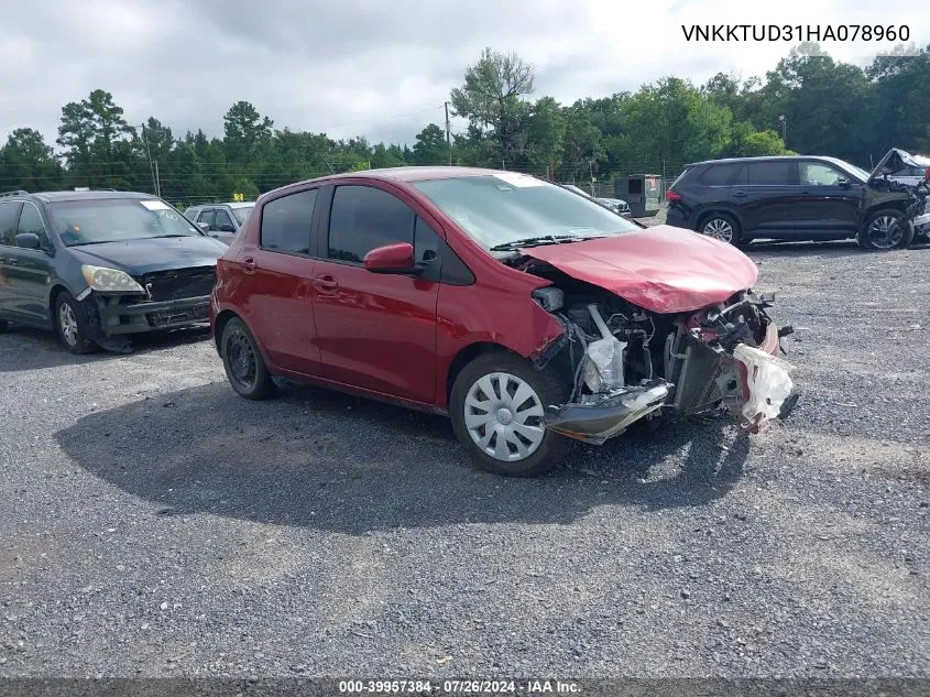 2017 Toyota Yaris L/Le/Se VIN: VNKKTUD31HA078960 Lot: 39957384